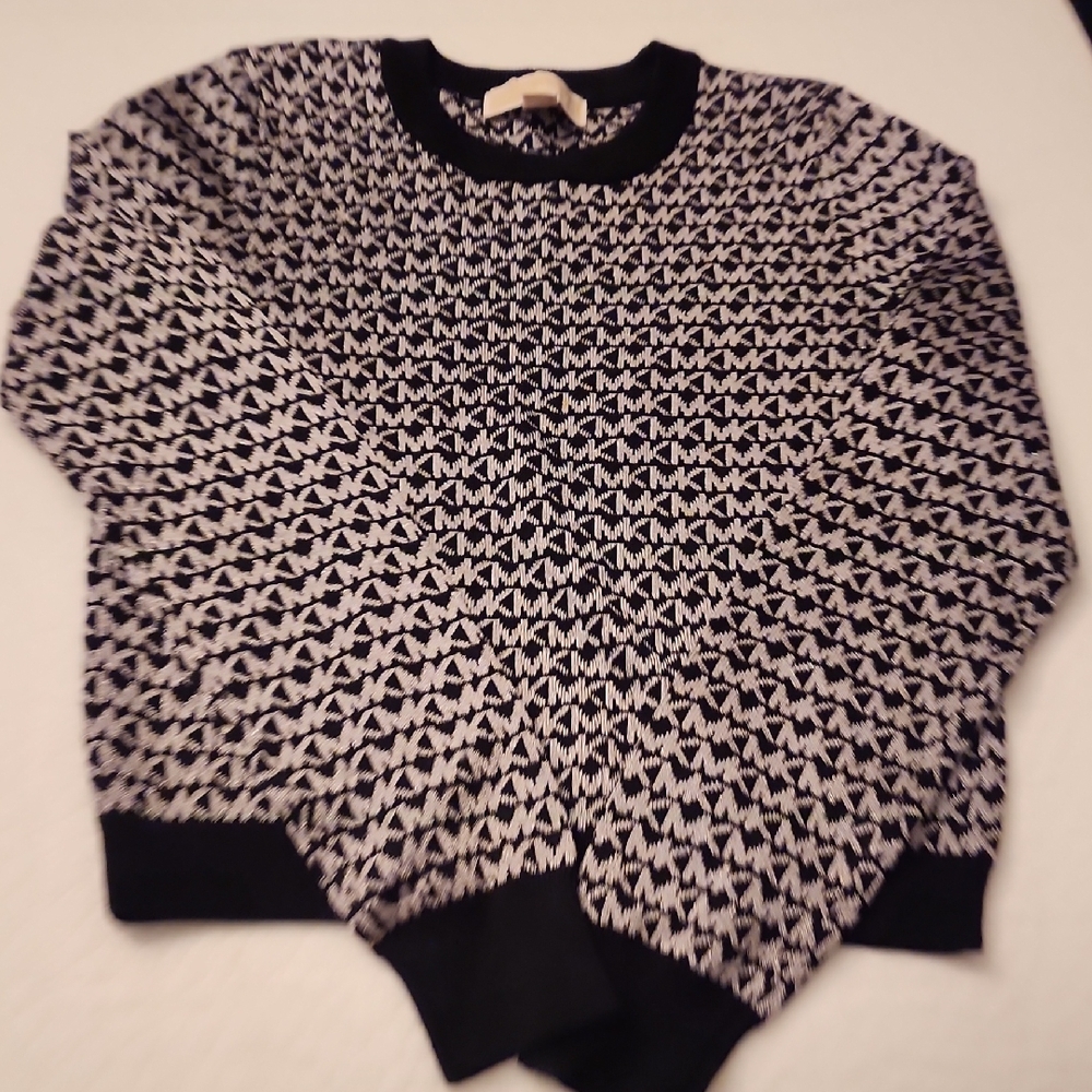 Michael Kors Black and White Crew Neck Sweater